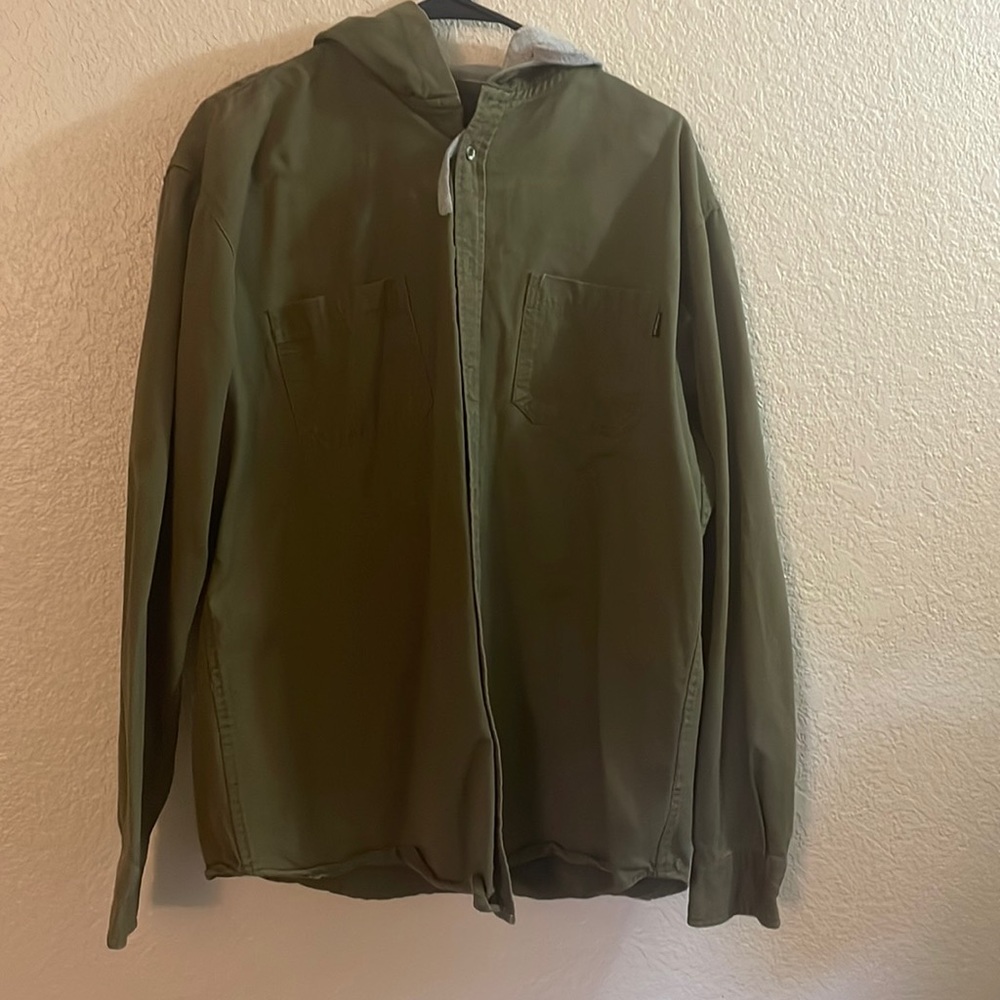 Med womens zip up flannel jacket with hood